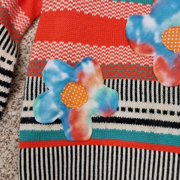 3582 S?M Promesa Upcycled Sweater in Orange and Black Pattern. - Picture 2 of 5